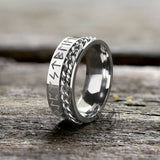 Viking Runes Chain Stainless Steel Spinner Ring | Gthic.com