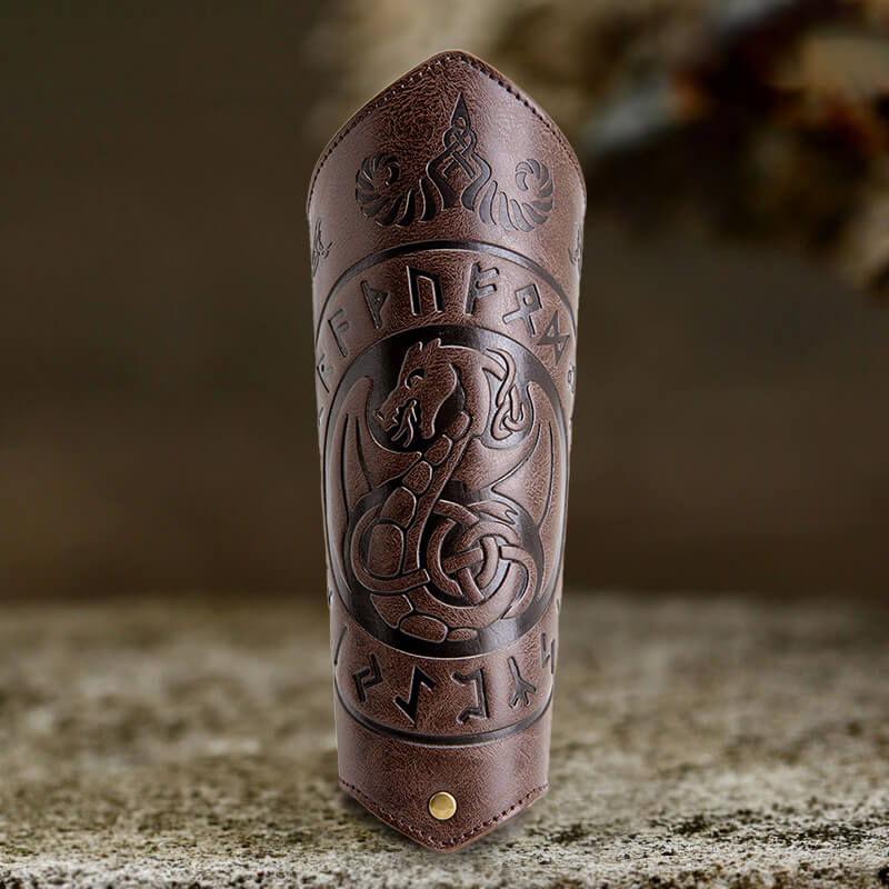 Viking Runes Flying Dragon Warrior Bracers | Gthic.com