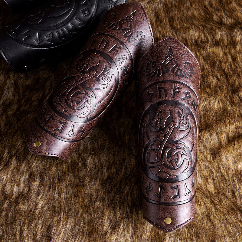 Viking Runes Flying Dragon Warrior Bracers | Gthic.com