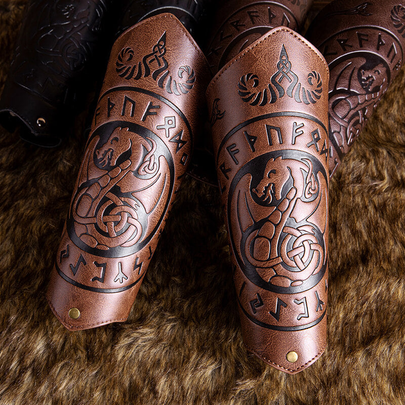 Viking Runes Flying Dragon Warrior Bracers | Gthic.com