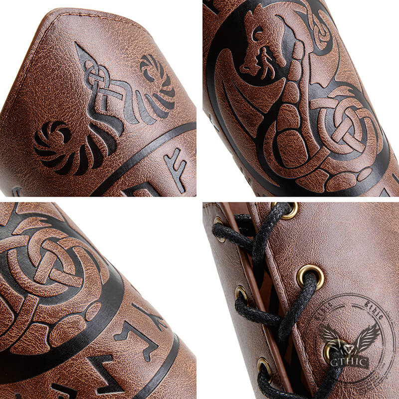 Viking Runes Flying Dragon Warrior Bracers | Gthic.com