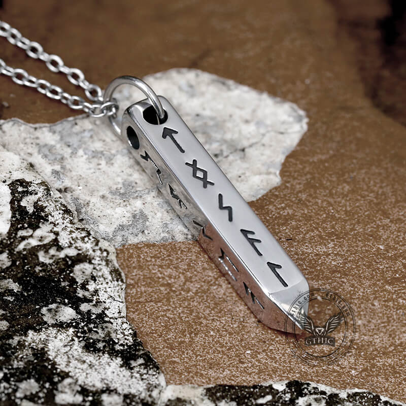 Viking Runes Geometric Stainless Steel Pendant | Gthic.com