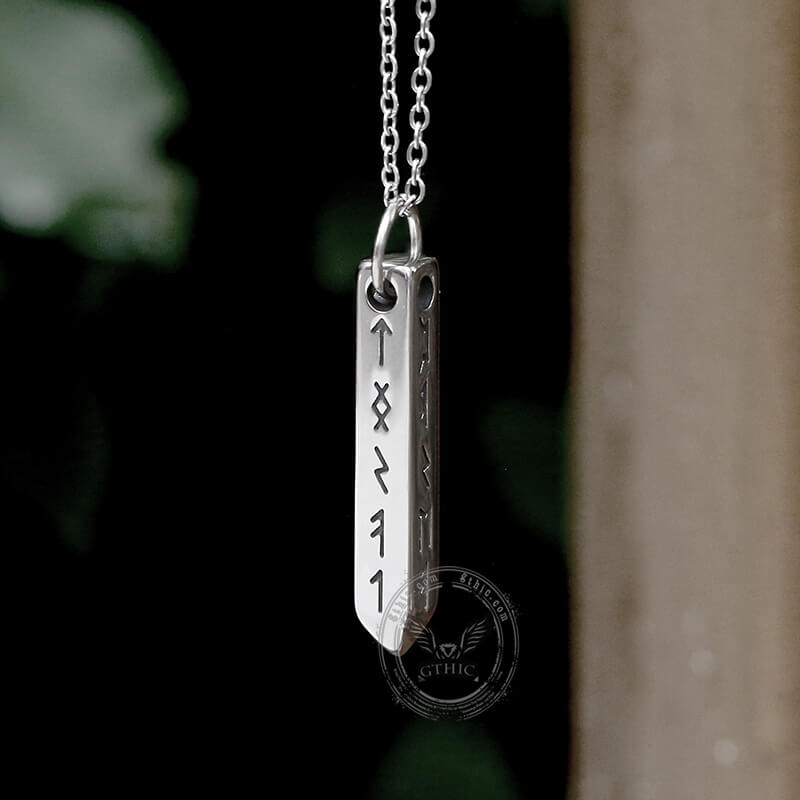 Viking Runes Geometric Stainless Steel Pendant | Gthic.com