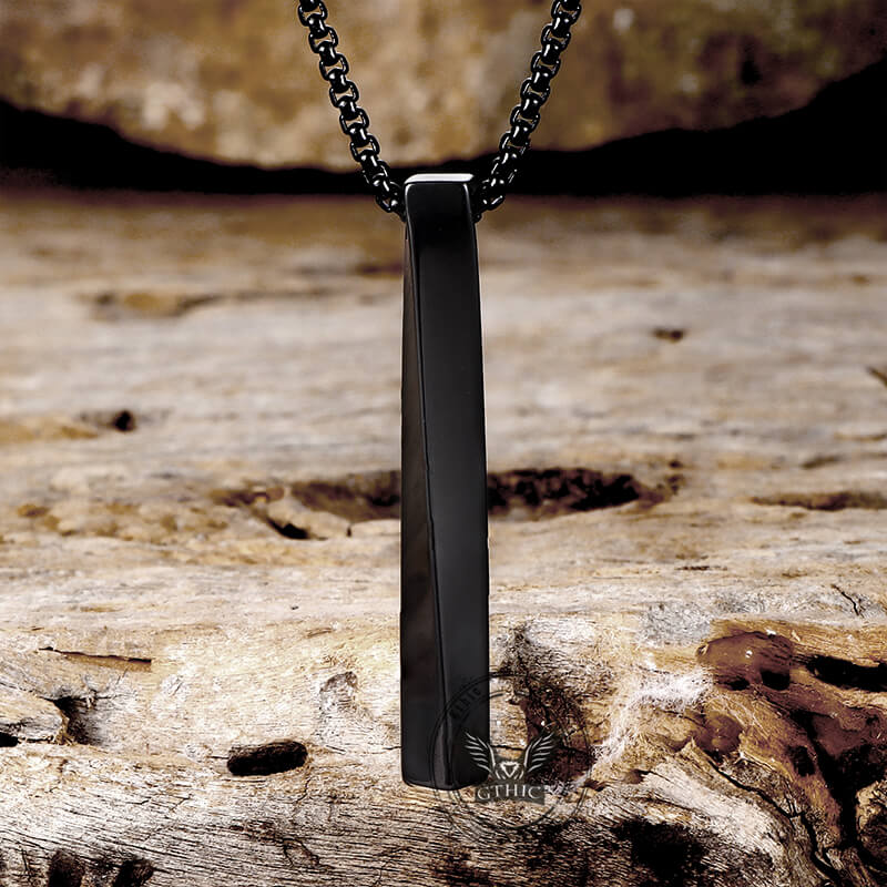 Viking Runes Mobius Bar Stainless Steel Necklace | Gthic.com