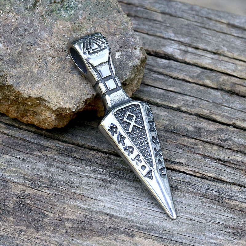 Viking Runes Spear Head Stainless Steel Pendant | Gthic.com