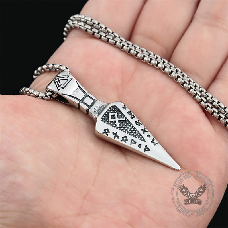 Viking Runes Spear Head Stainless Steel Pendant | Gthic.com