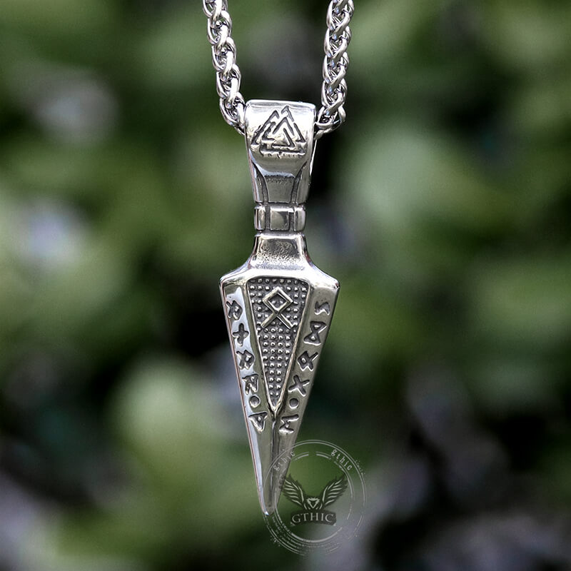 Viking Runes Spear Head Stainless Steel Pendant | Gthic.com