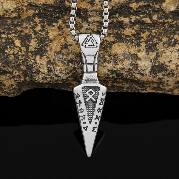 Viking Runes Spear Head Stainless Steel Pendant | Gthic.com