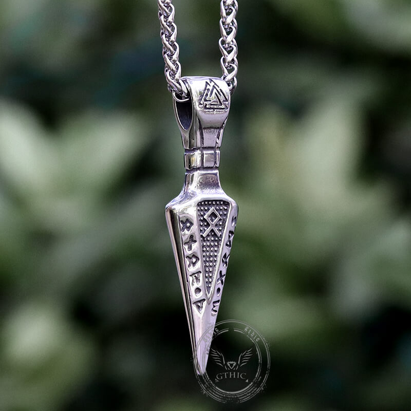 Viking Runes Spear Head Stainless Steel Pendant