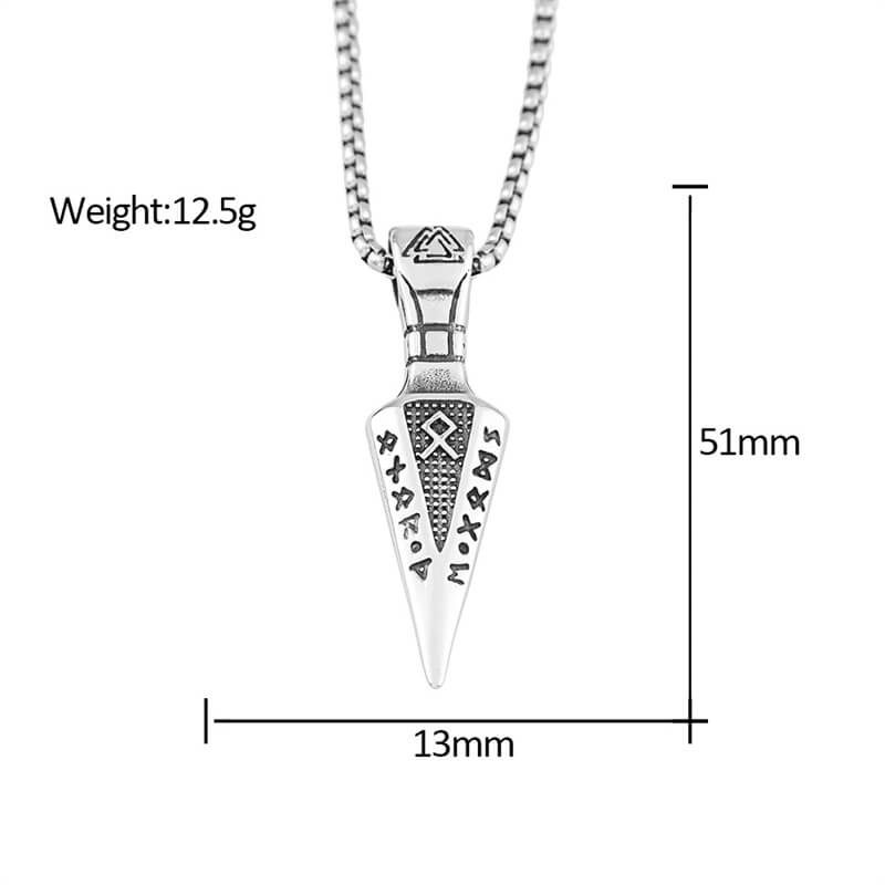 Viking Runes Spear Head Stainless Steel Pendant