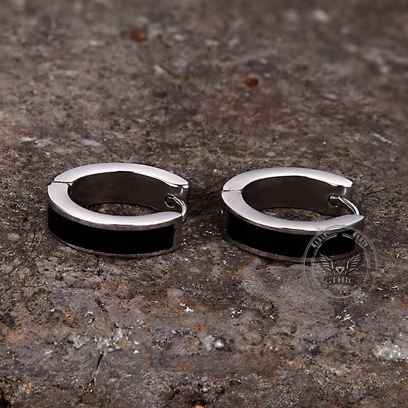 Viking Runes Stainless Steel Huggie Earrings