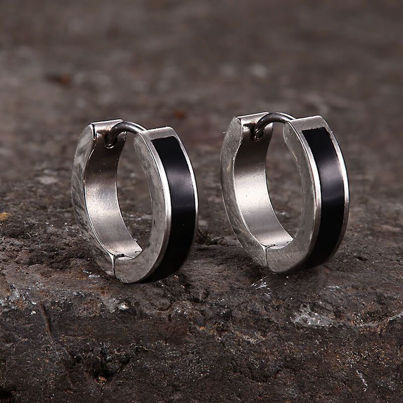 Viking Runes Stainless Steel Huggie Earrings