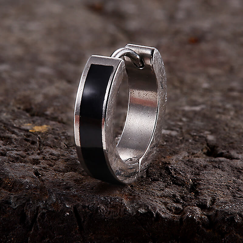 Viking Runes Stainless Steel Huggie Earrings