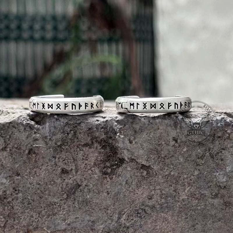 Viking Runes Sterling Silver Huggie Earrings