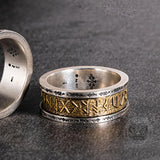 Viking Runes Sterling Silver Inlaid Brass Ring | Gthic.com