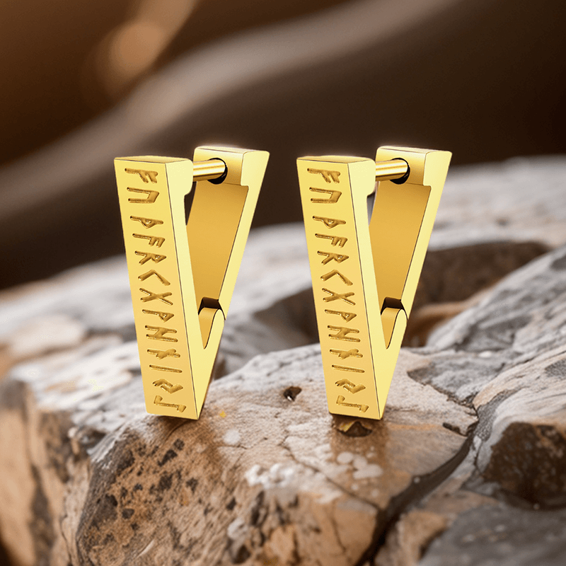 Viking Runes Triangle Stainless Steel Earrings – GTHIC