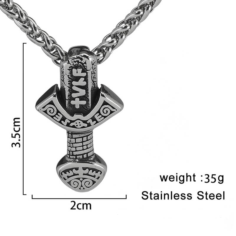 Viking Runes Weapon Stainless Steel Pendant