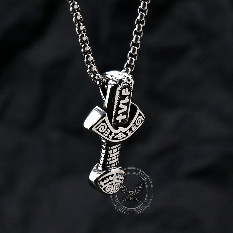 Viking Runes Weapon Stainless Steel Pendant