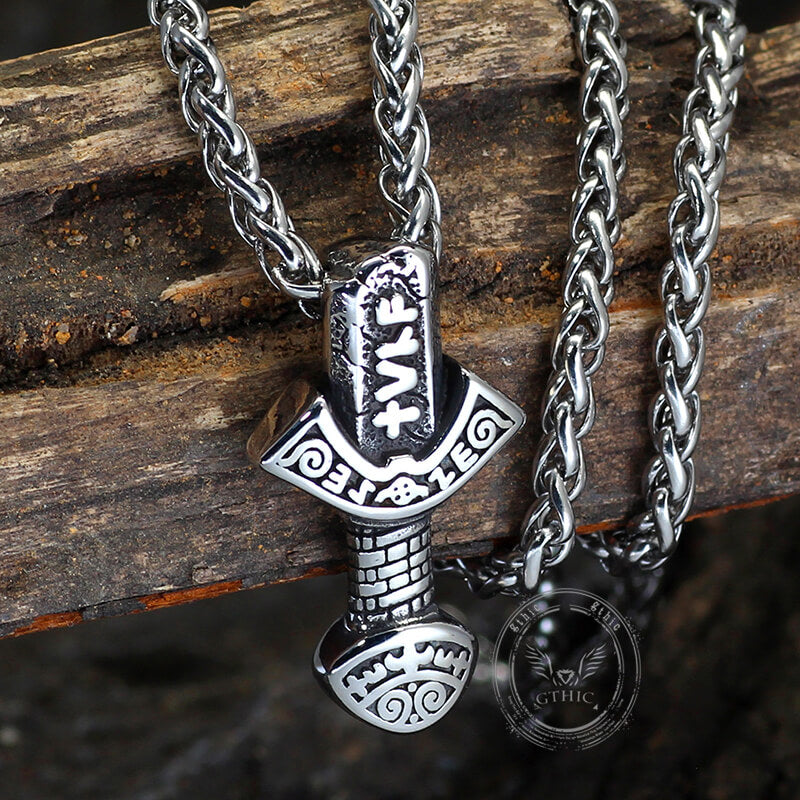 Viking Runes Weapon Stainless Steel Pendant | Gthic.com