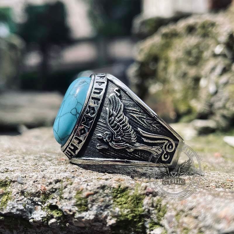 Viking Runes Wolf and Raven Stainless Steel Ring – GTHIC