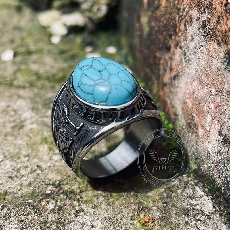 Viking Runes Wolf and Raven Stainless Steel Ring – GTHIC