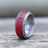 Viking Runes Wood Stainless Steel Spinner Ring | Gthic.com