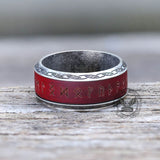 Viking Runes Wood Stainless Steel Spinner Ring | Gthic.com