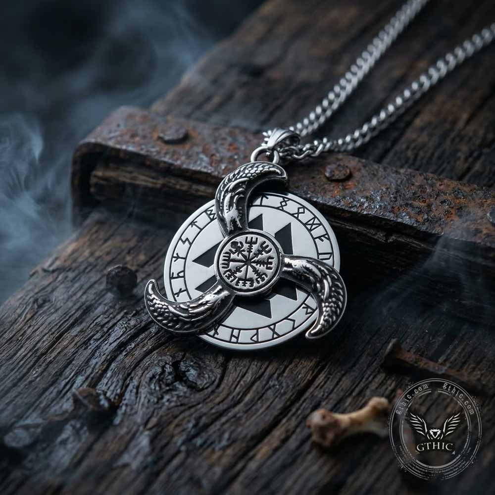 Viking Runses Vegvisir Stainless Steel Spinner Pendant | Gthic.com