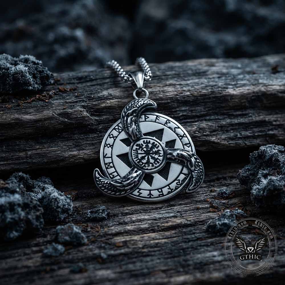 Viking Runses Vegvisir Stainless Steel Spinner Pendant