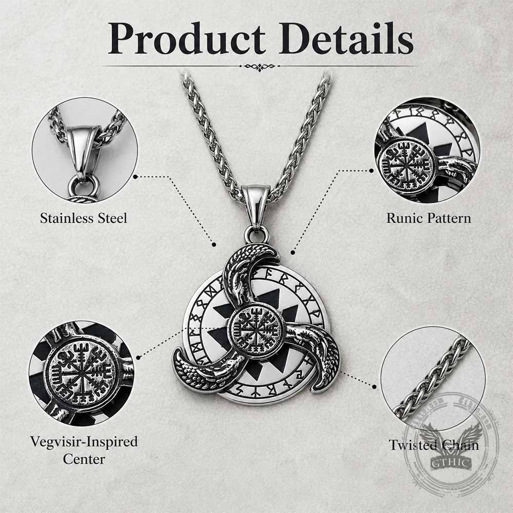 Viking Runses Vegvisir Stainless Steel Spinner Pendant