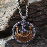 Viking Ships Thor’s Hammer Stainless Steel Pendant | Gthic.com