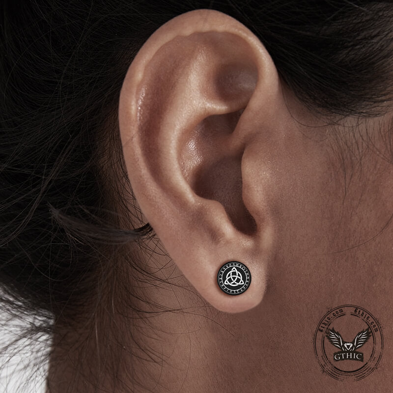 Viking Sigils Stainless Steel Stud Earrings | Gthic.com