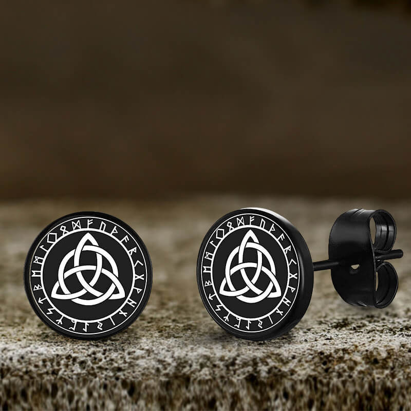 Viking Sigils Stainless Steel Stud Earrings | Gthic.com