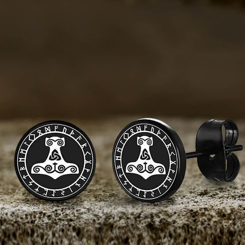 Viking Sigils Stainless Steel Stud Earrings | Gthic.com