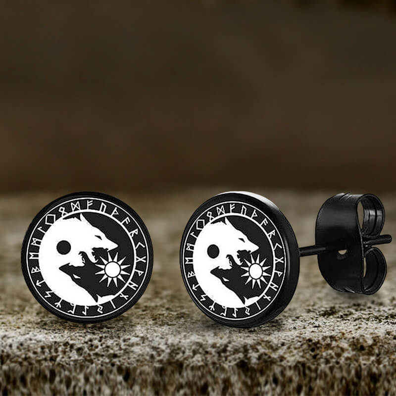 Viking Sigils Stainless Steel Stud Earrings | Gthic.com
