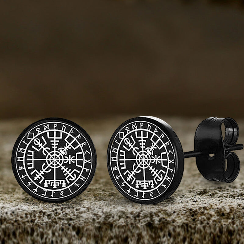Viking Sigils Stainless Steel Stud Earrings | Gthic.com