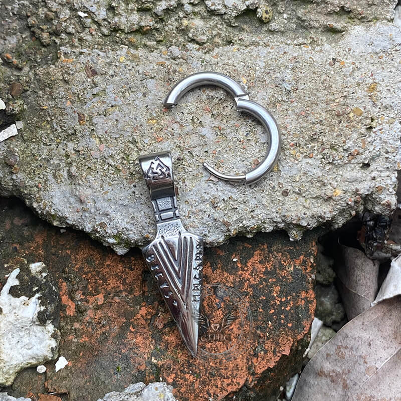 Viking Spear Head Valknut Stainless Steel Earrings | Gthic.com