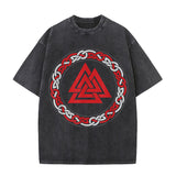 Viking Symbol Valknut Totem Washed T-shirt | Gthic.com