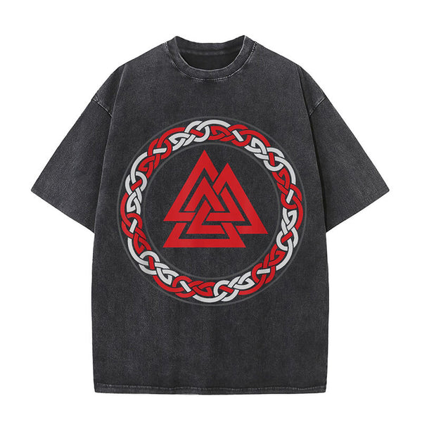 Viking Symbol Valknut Totem Washed T-shirt | Gthic.com