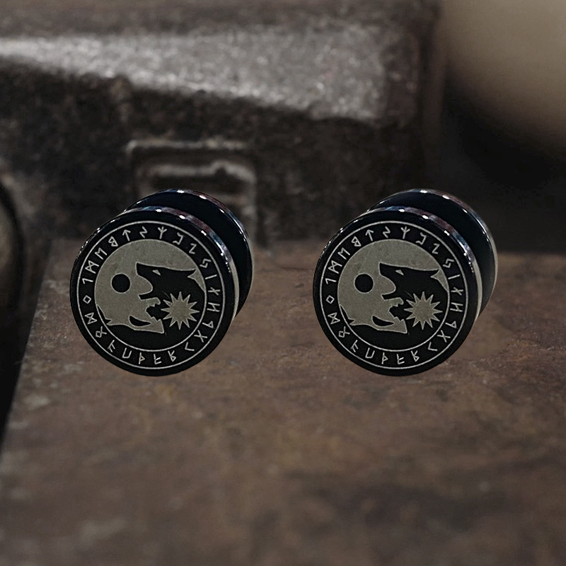 Viking Symbols Stainless Steel Stud Earrings