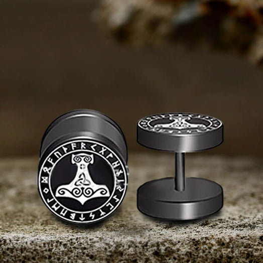 Viking Symbols Stainless Steel Stud Earrings | Gthic.com