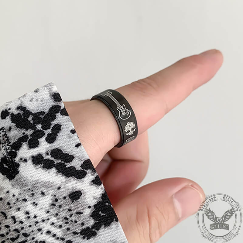 Viking Tree of Life Guitar Stainless Steel Spinner Ring | Gthic.com