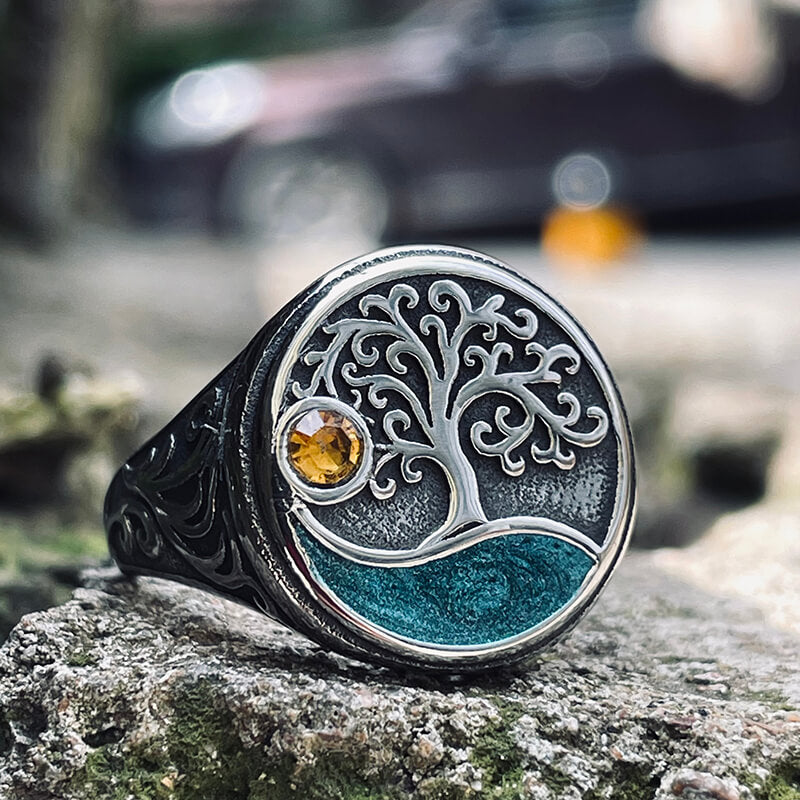 Viking Tree of Life Stainless Steel Amulet Ring | Gthic.com