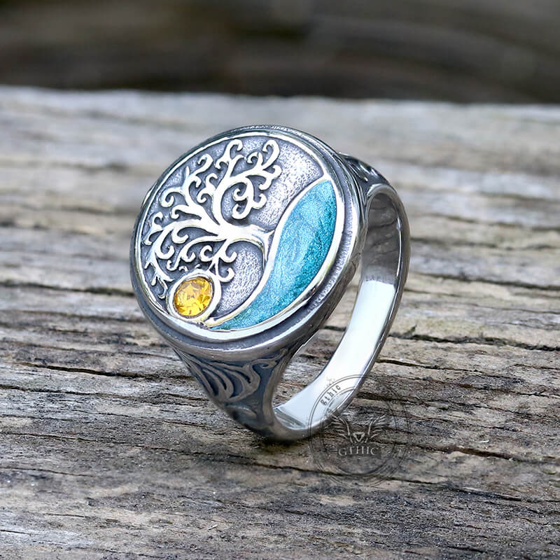 Viking Tree of Life Stainless Steel Amulet Ring | Gthic.com
