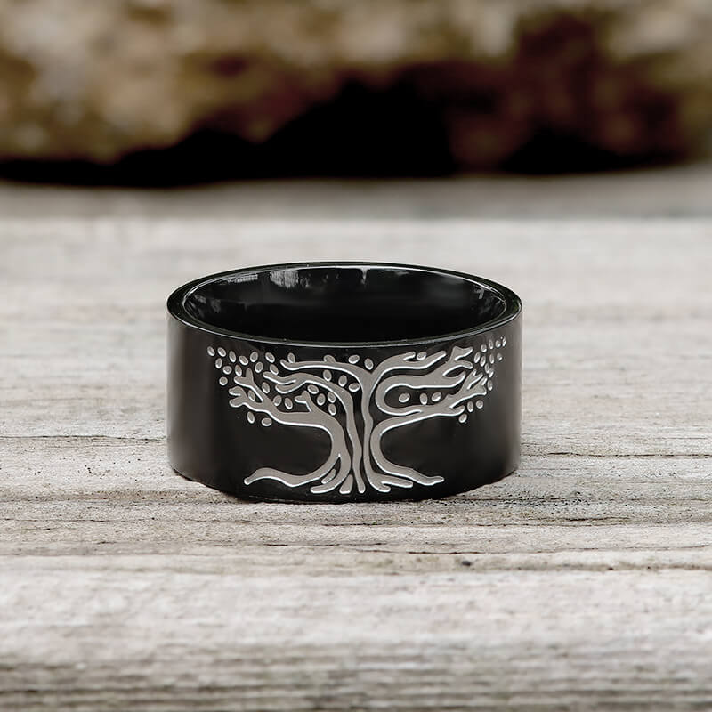 Viking Tree Of Life Stainless Steel Band Ring | Gthic.com