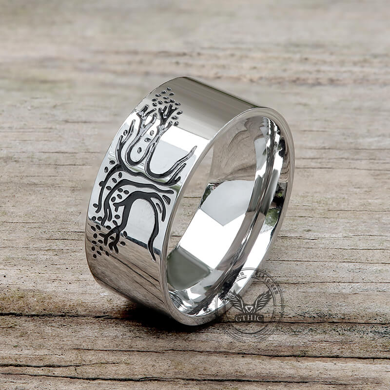 Viking Tree Of Life Stainless Steel Band Ring | Gthic.com