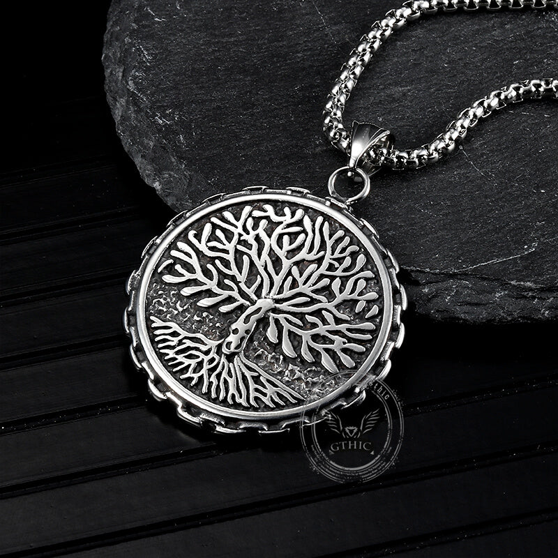 Pendentif Viking en acier inoxydable Dragon celtique Yggdrasil