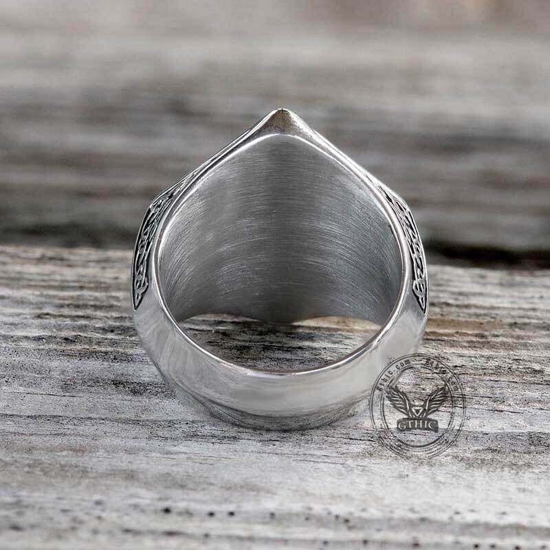 Anillo de acero inoxidable con runas de nudo celta vikingo