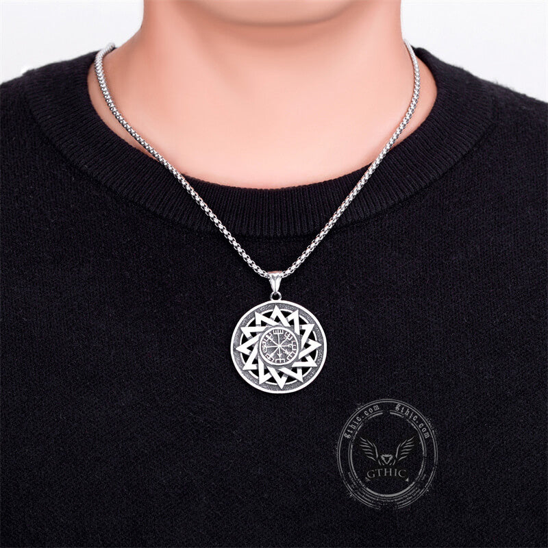 Viking Vegvisir Stainless Steel Necklace | Gthic.com