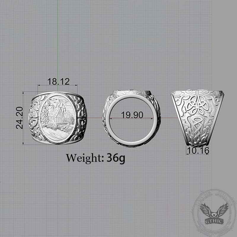 Viking Village Celtic Knot Pattern Sterling Silver Ring